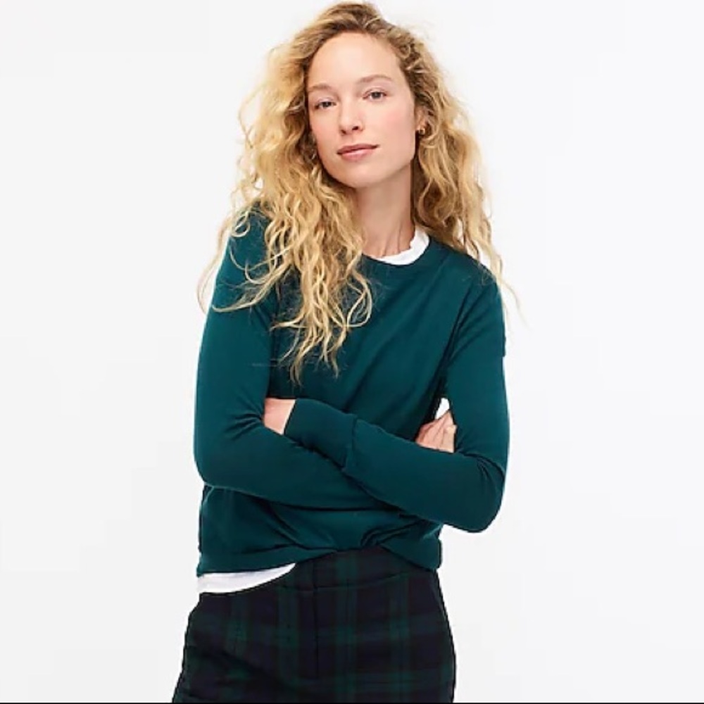 J Crew Margot Crewneck Sweater Green